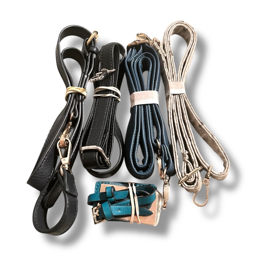 4 Bag Straps Set - Black, Navy-Blue and Beige - Silvertoned & Goldtoned Hardware - Picture 5 of 6